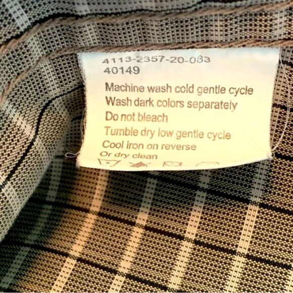 HAGGAR DRESS SHIRT MEN’S XXL TAN BROWN LONG SLEEVE BUTTON UP POCKET. - Picture 9 of 12